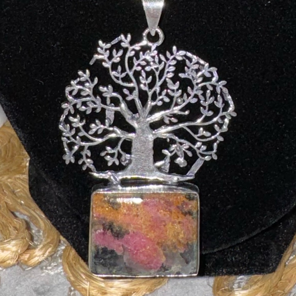 Rhodonite Pendant| 925 sp| Gemstone Necklace